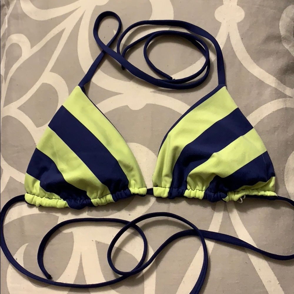 Navy & Neon Yellow Reversible Bikini Top